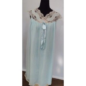 Vintage Artistocraft by Superior Nightgown 2 layer BLUE Sheer Chiffon Gown M